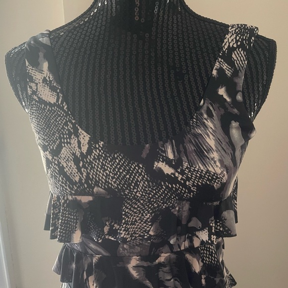 Tango Mango Black & White Ruffled Dress Size Small - Picture 2 of 12